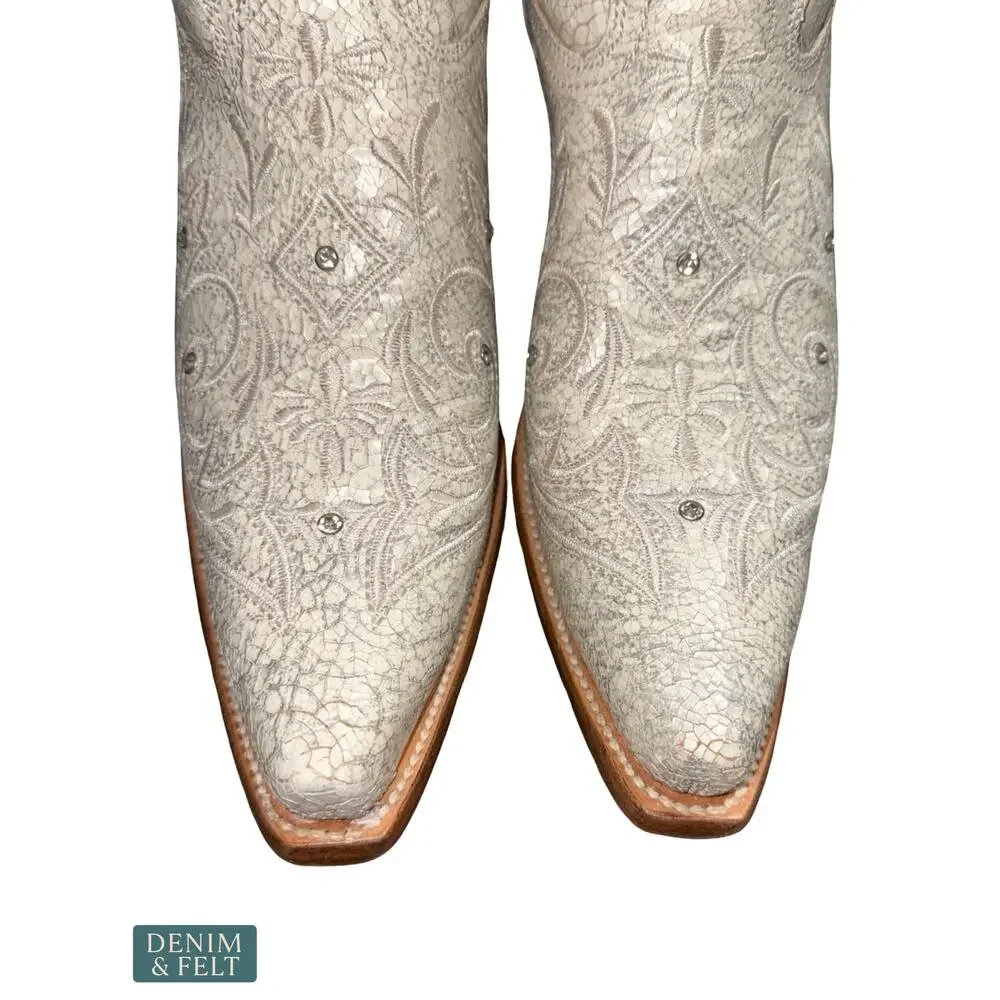 NEW‎ Corral White Crystal Embroidered Western Boots Snip Toe Cowgirl Glam 11 M